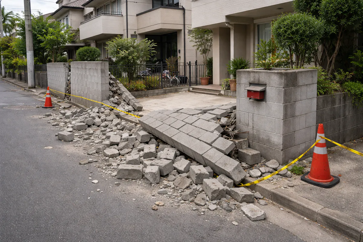 ブロック塀崩壊