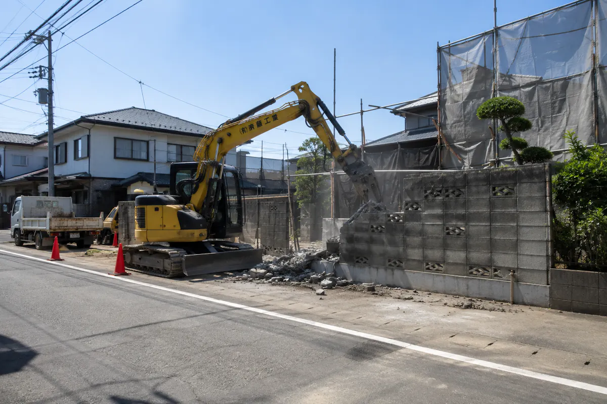 外構解体工事　重機